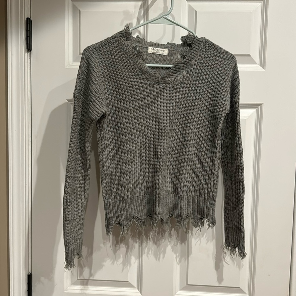 Distressed girls sweater